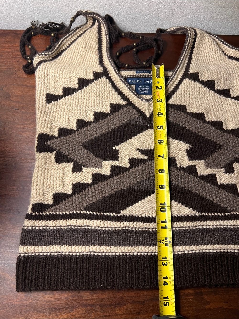 Vintage Ralph Lauren Western Hand-Knit Halter Top Cashmere, Wool, Angora - Picture 10 of 12